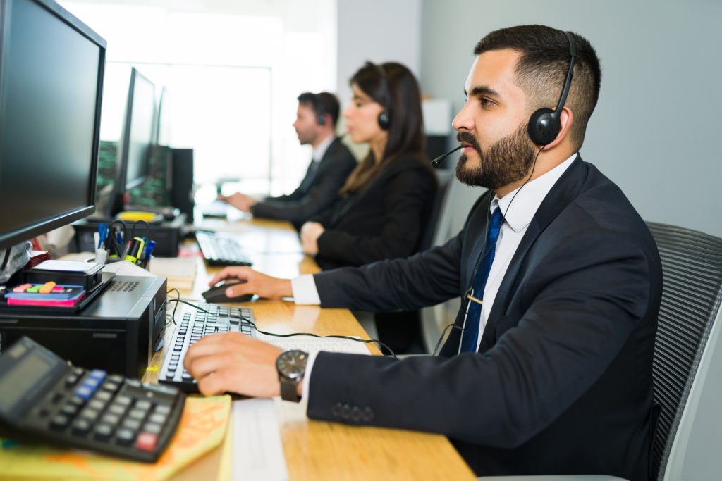 Sales representative talking with a customer