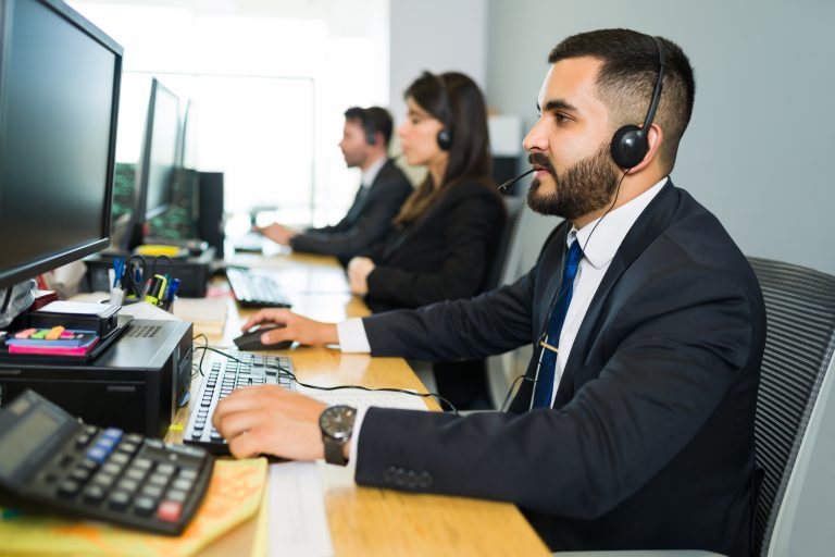 Sales representative talking with a customer